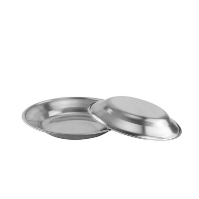 Wholesale high quality buffet home serving tableware stainless steel round deep salad dinner plate