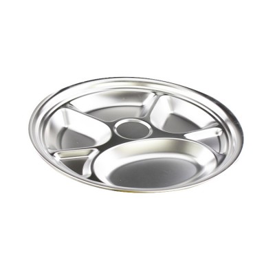 China suppliers Thai style round stainless steel 201 compartment fast food plate for sale