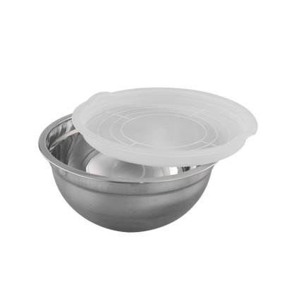 Hot sale custom logo household used stainless steel round mixing salad fruit serving bowl with lid